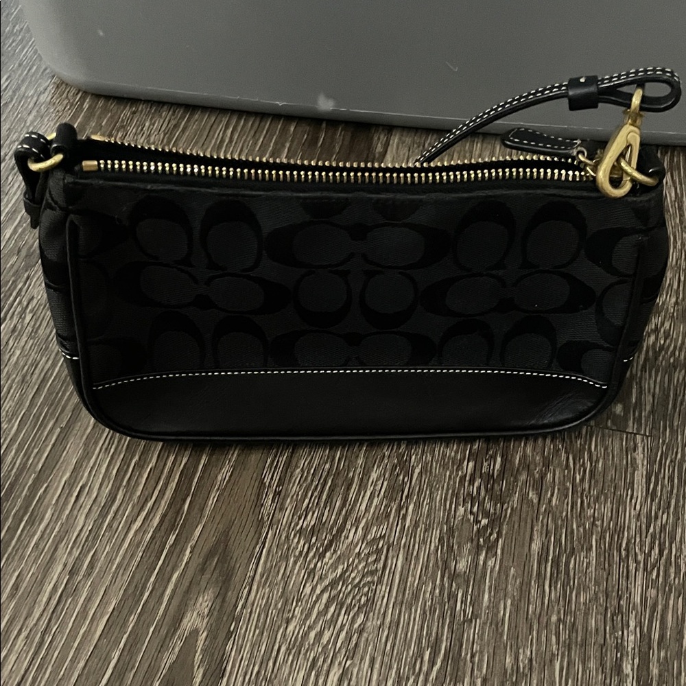 Coach Black Wristlet with Gold Accents